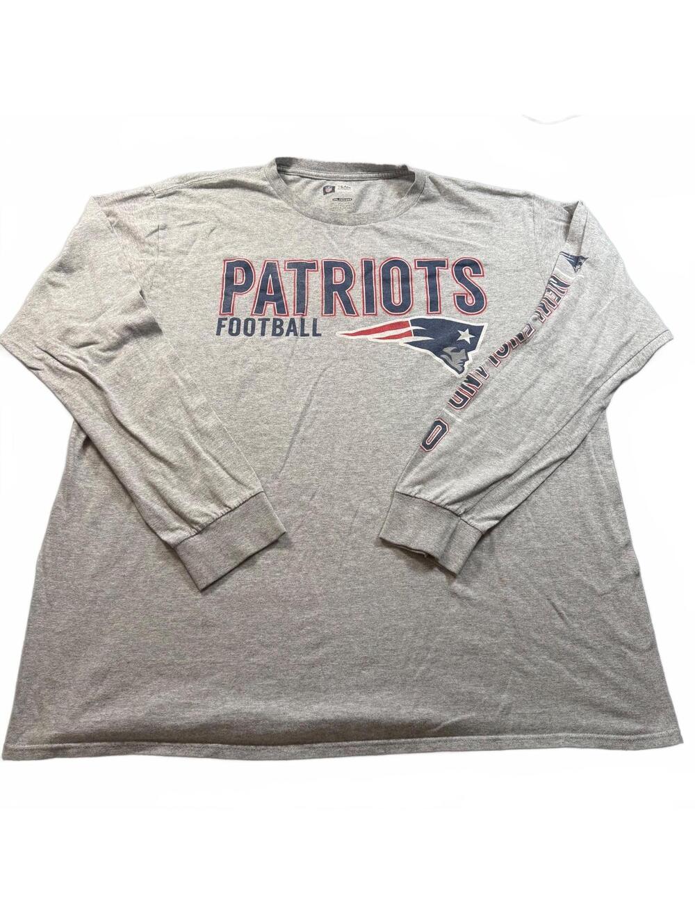 NFL Team Apparel New England Patriots Long Sleeve Shirt Gray 2XL Sleeve Graphic